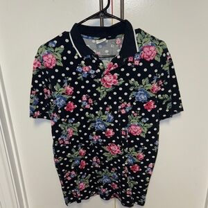 Urban Outfitters Black Floral Polka Dot Shirt
